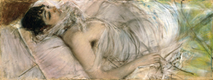 giovane bruna a letto